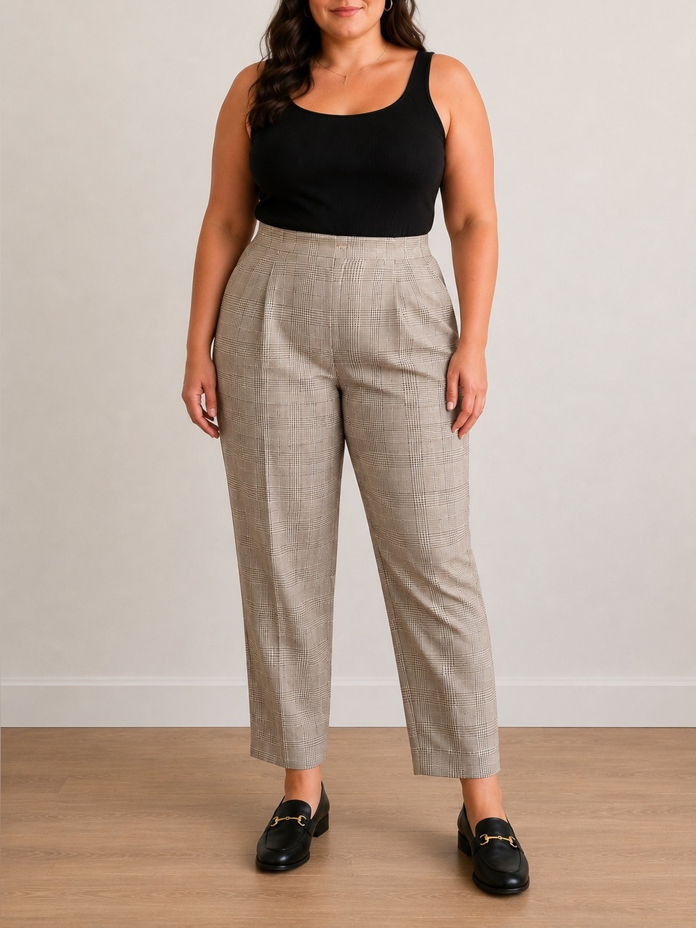 Vintage Ann Taylor Plaid Linen Blend Trousers Size 14 High Rise Lined Pants 90s